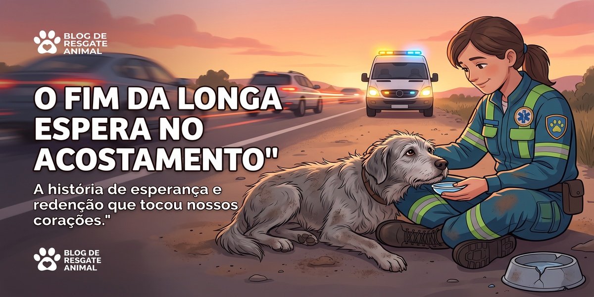 Cão idoso resgatado à beira da estrada